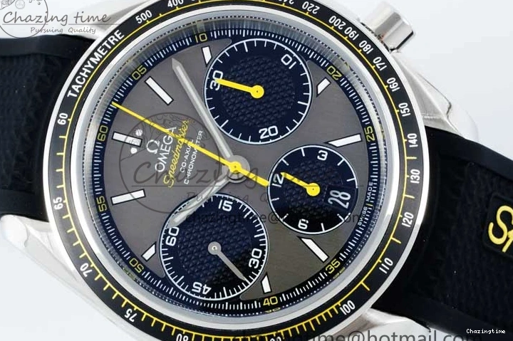 0304 ZipUp Speedmaster Racing Master SS HKF Best Edition Gray Black Dial on Black Rubber Strap A 7811